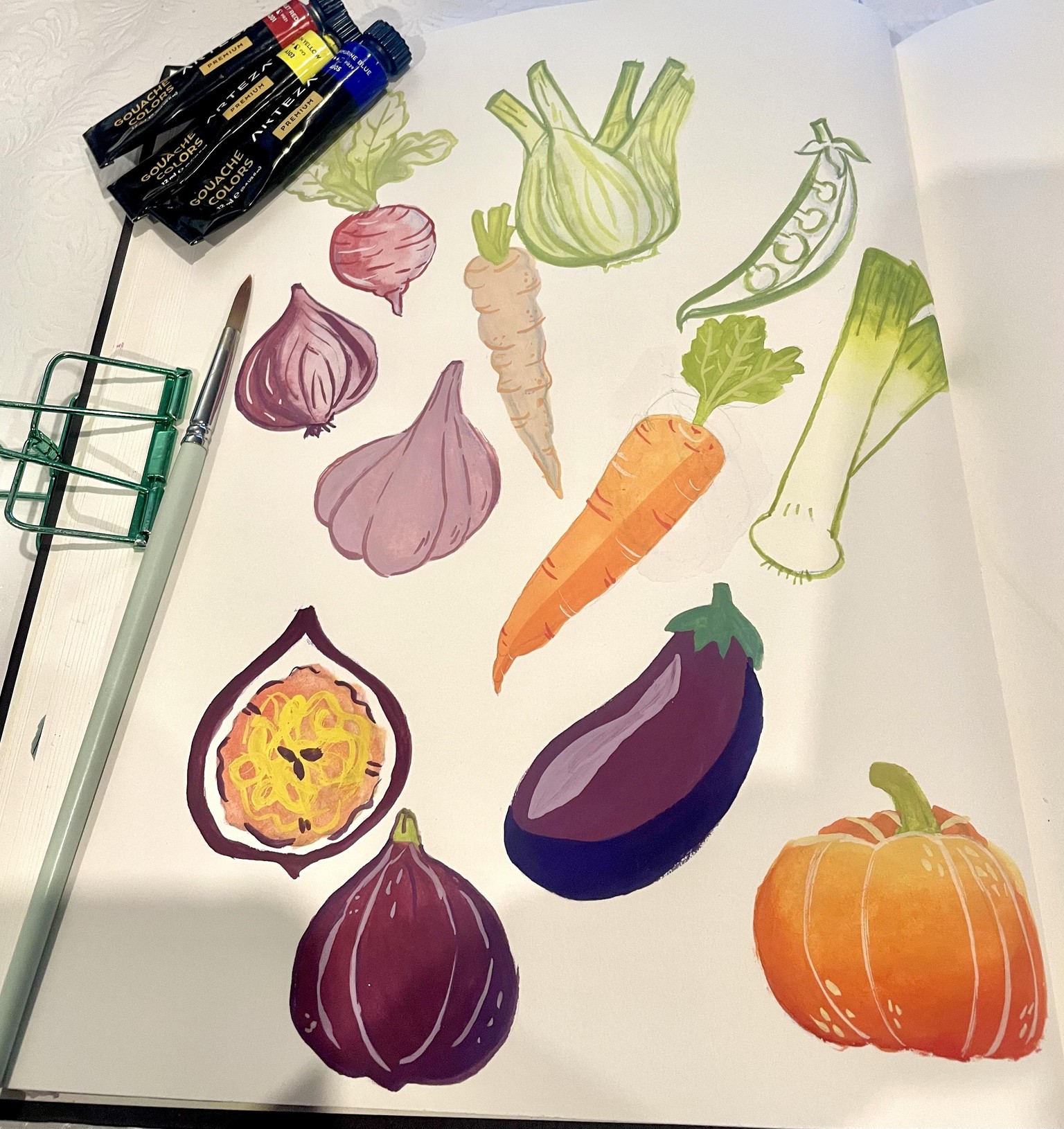 Gouache fruits and veggies - image 1 - student project