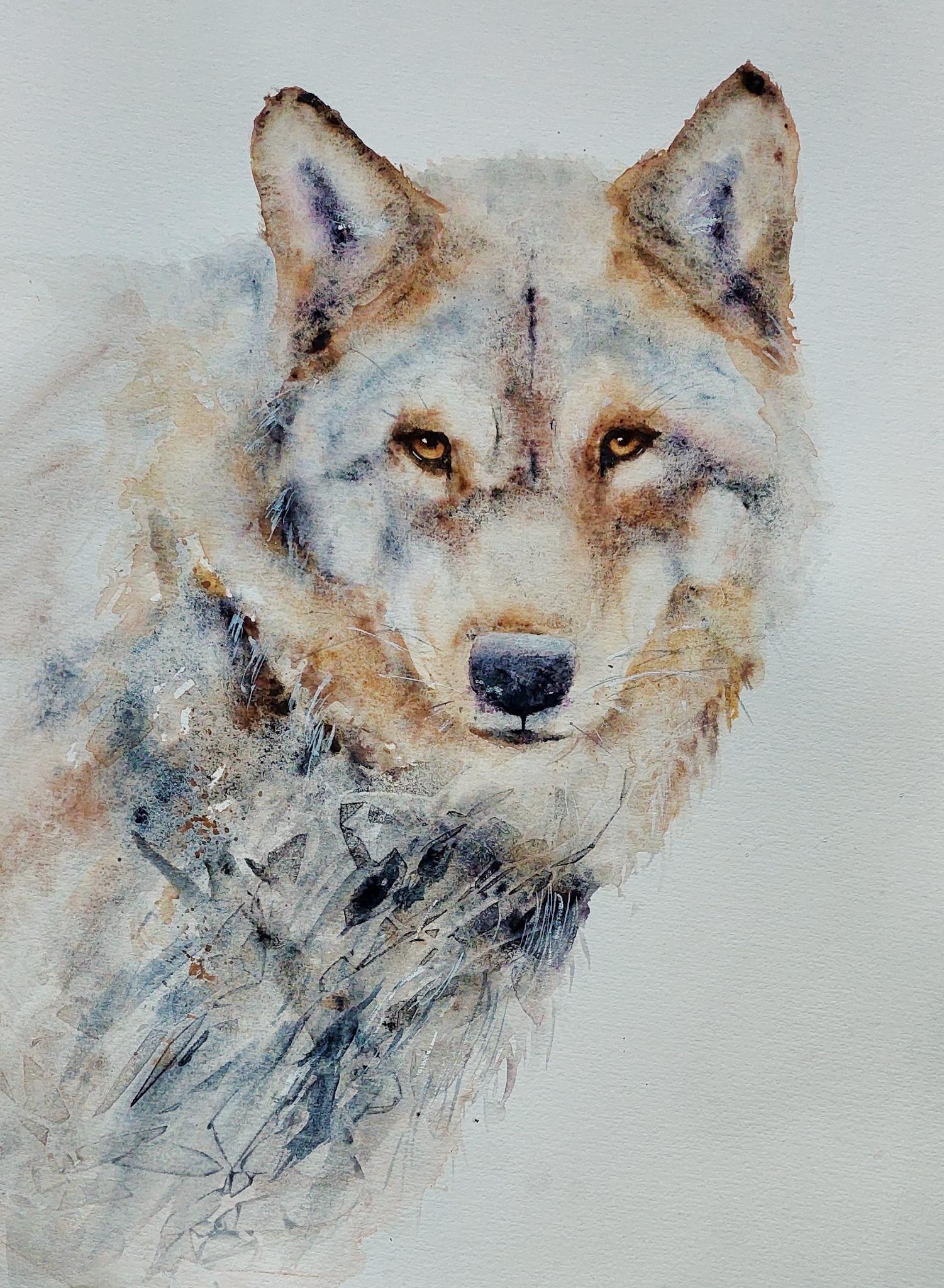 Free Flow Watercolor Wolf - image 1 - student project