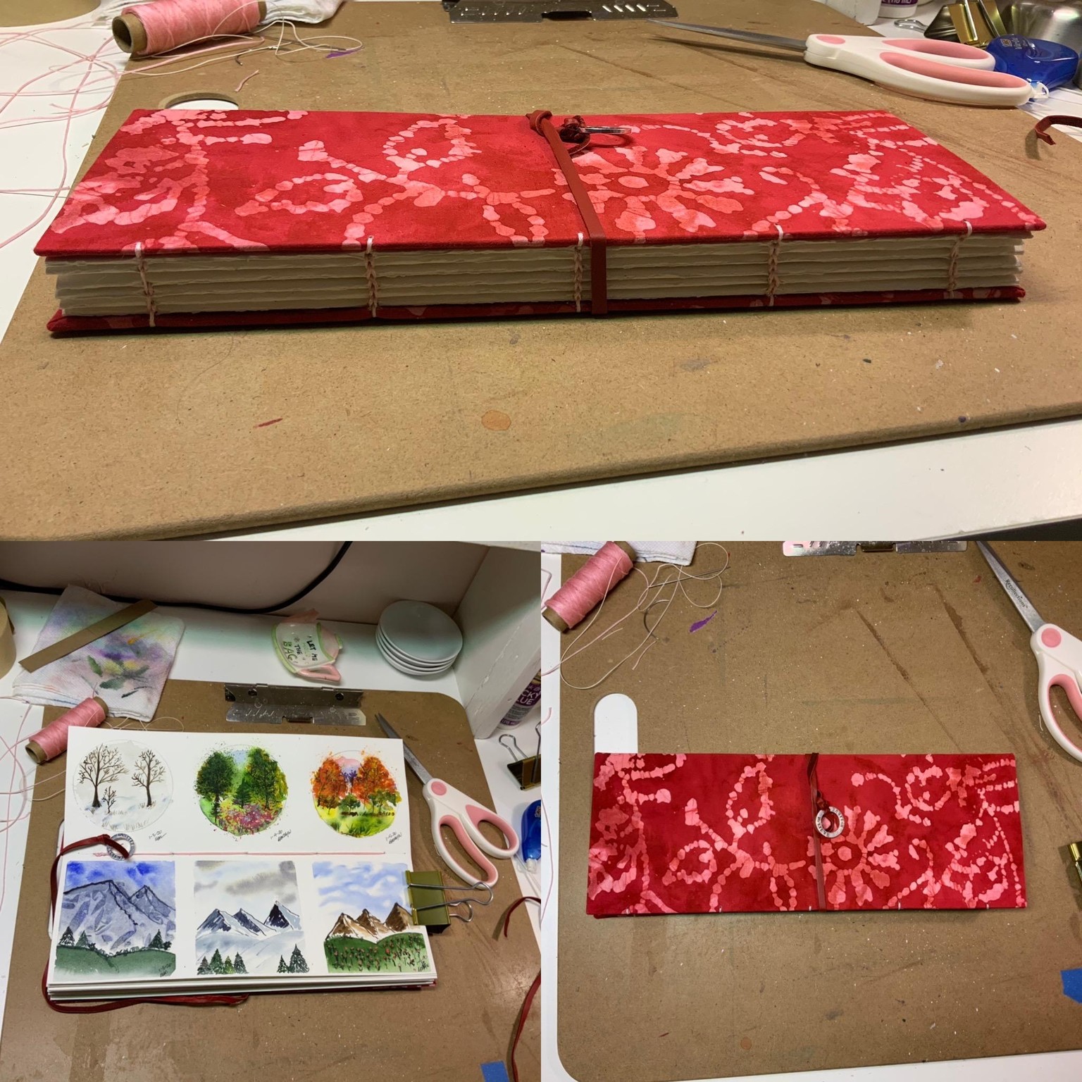 First Coptic sketchbook with fabric covered book board.  Loved the class! - image 1 - student project