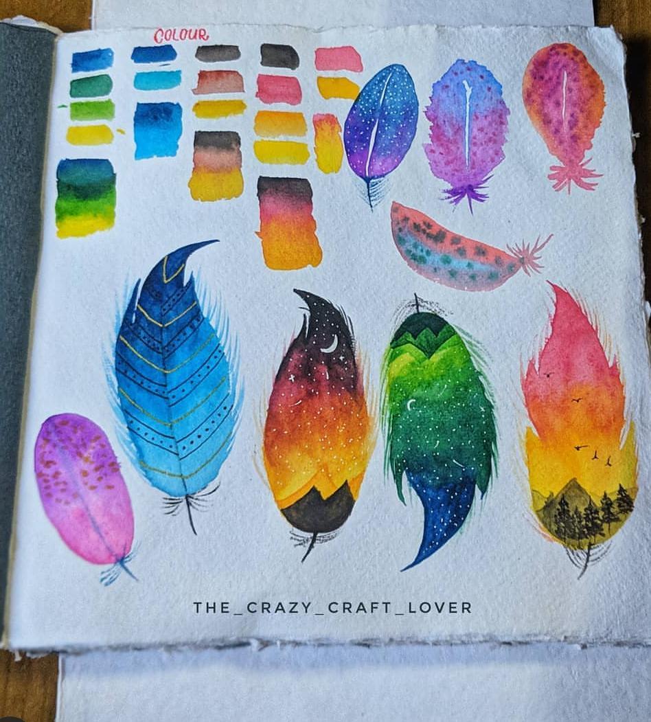 Watercolour feathers - image 1 - student project