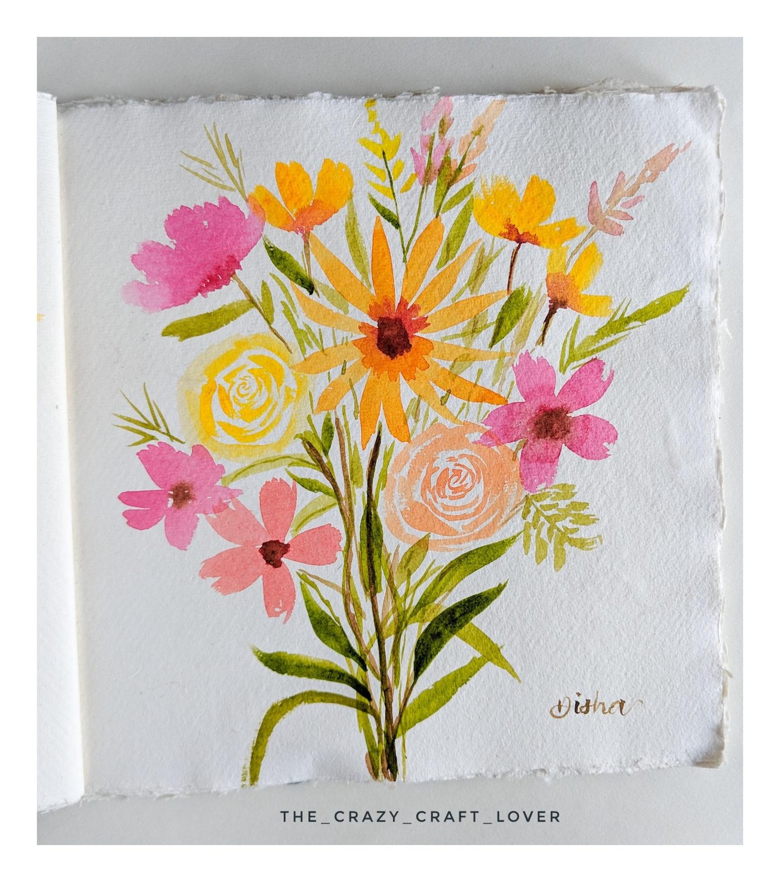 Loose watercolour floral bouquet - image 1 - student project