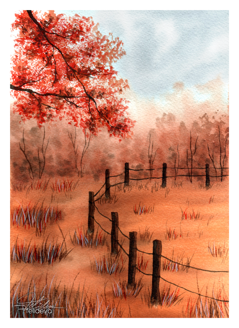 Autumn landscapes with watercolor - image 3 - student project