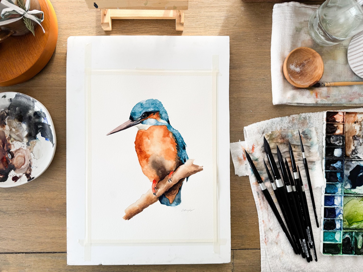Loose Watercolor Kingfisher - image 2 - student project