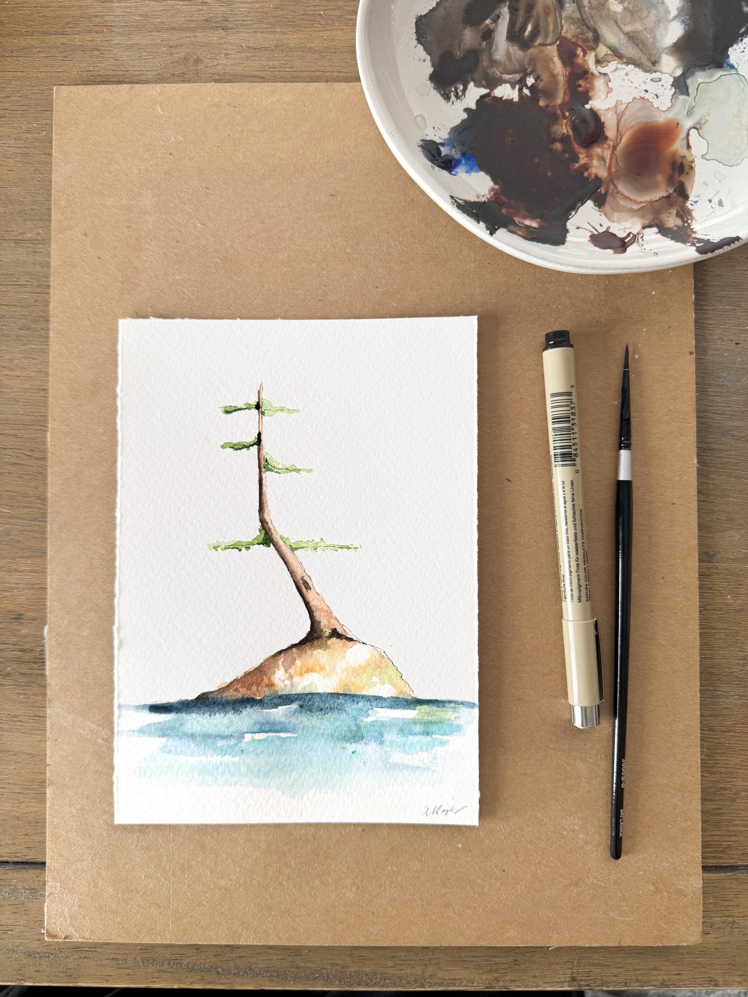 Watercolor Windswept Pine - image 1 - student project