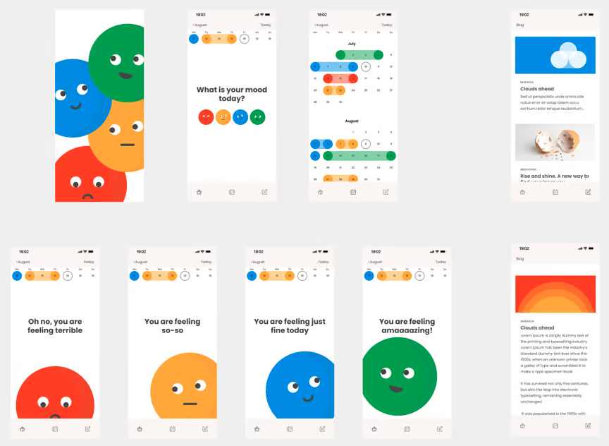 Figma: The Mood Tracker app UI - image 1 - student project