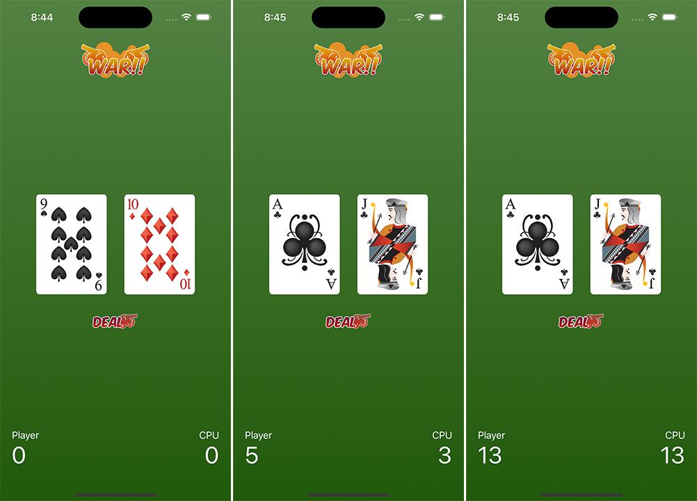 WarCardGame: iOS Development Game Project - image 1 - student project