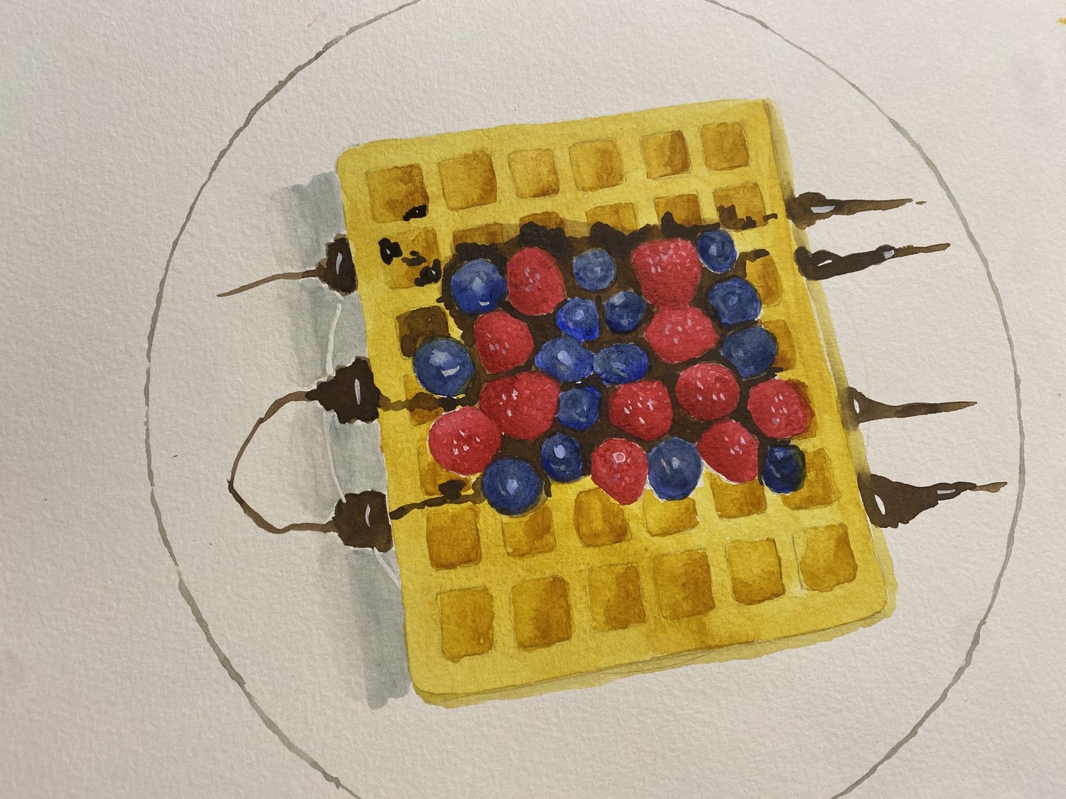 Watercolor waffle and drinks - image 1 - student project