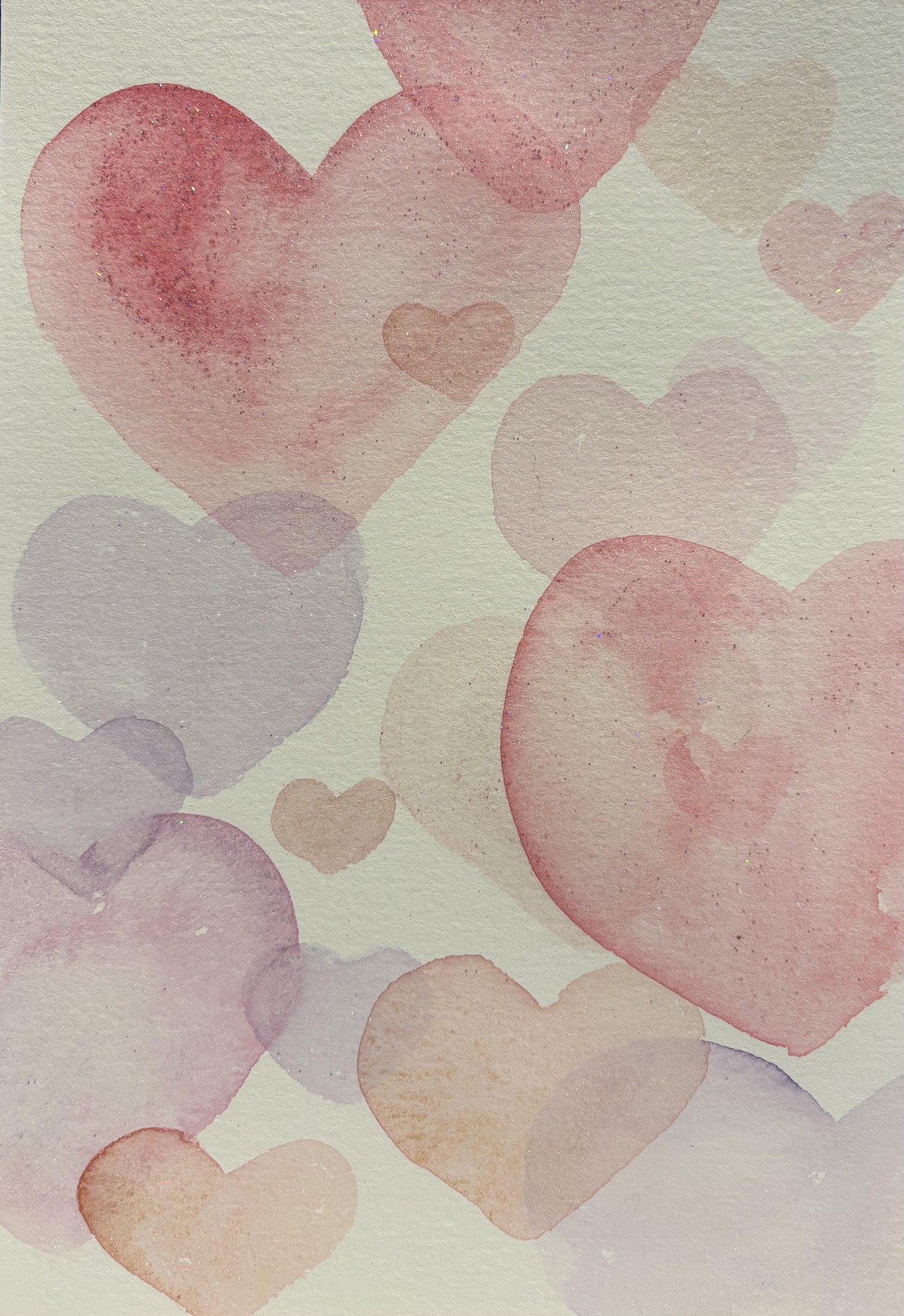 Watercolor hearts - image 1 - student project