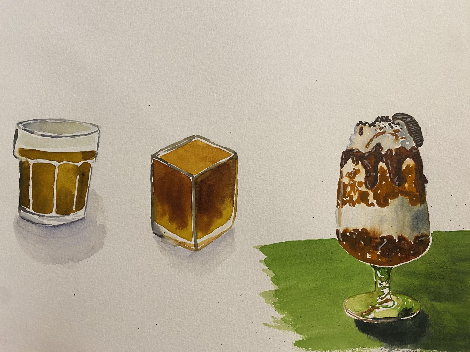 Watercolor waffle and drinks - image 2 - student project