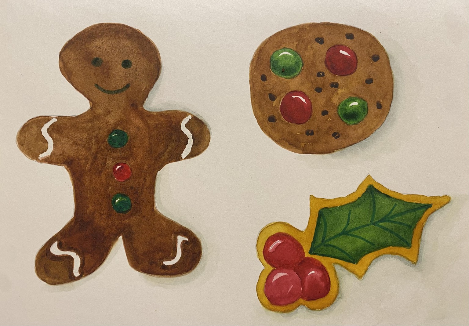 Watercolor Christmas Cookies - image 2 - student project