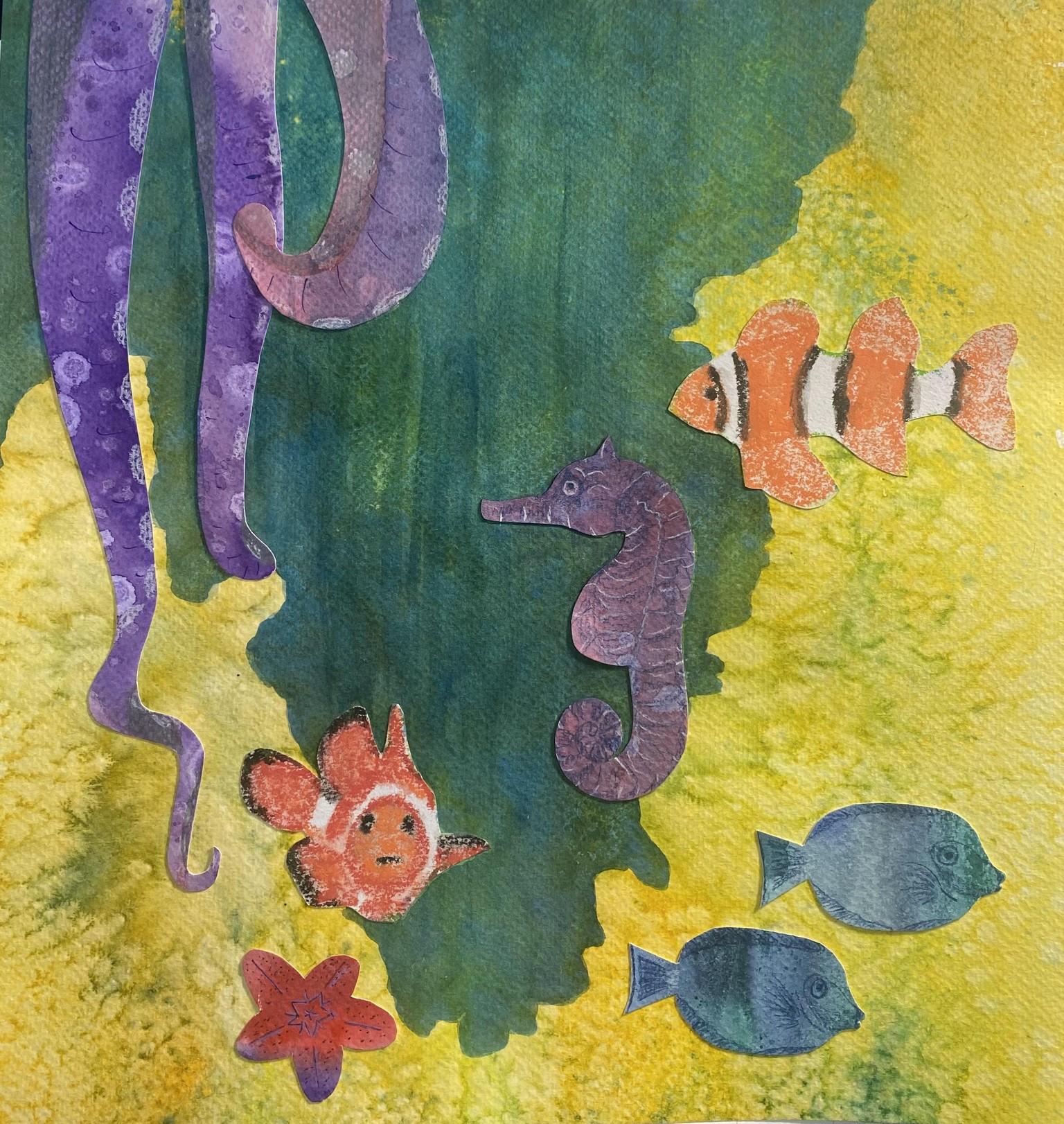 Underwater mixed media collage - image 1 - student project