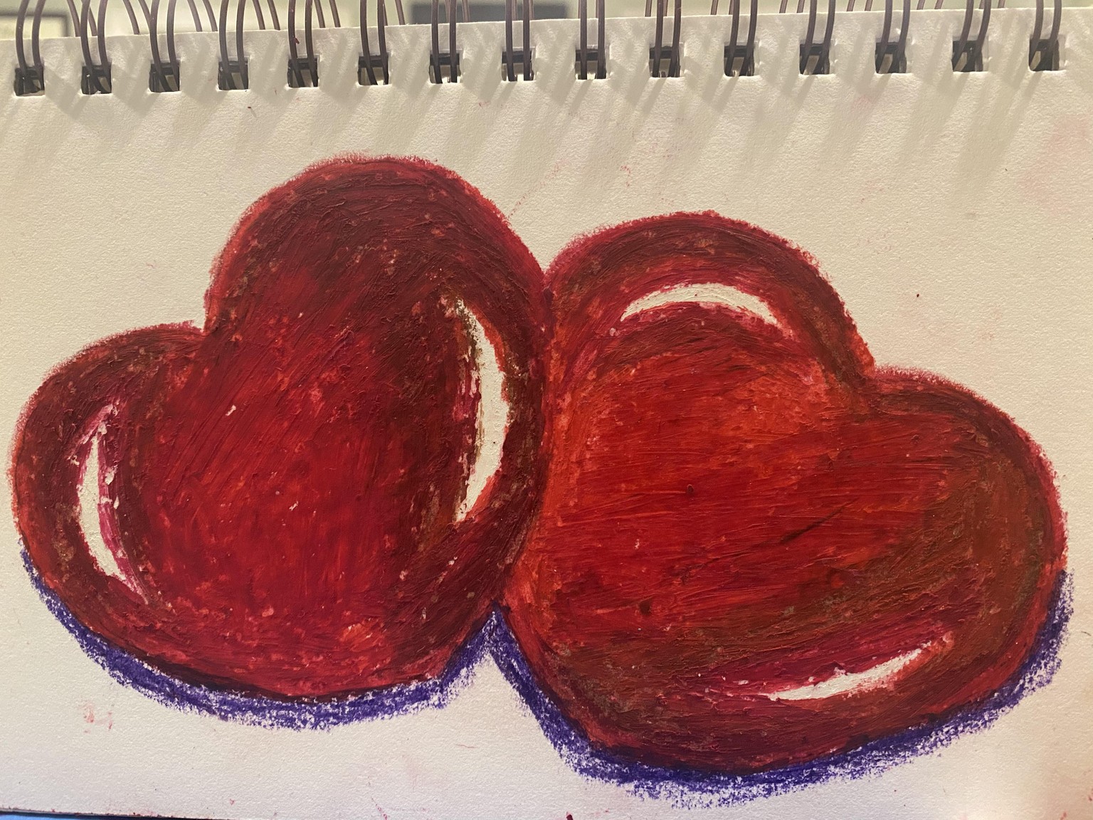 Oil pastel hearts - image 3 - student project