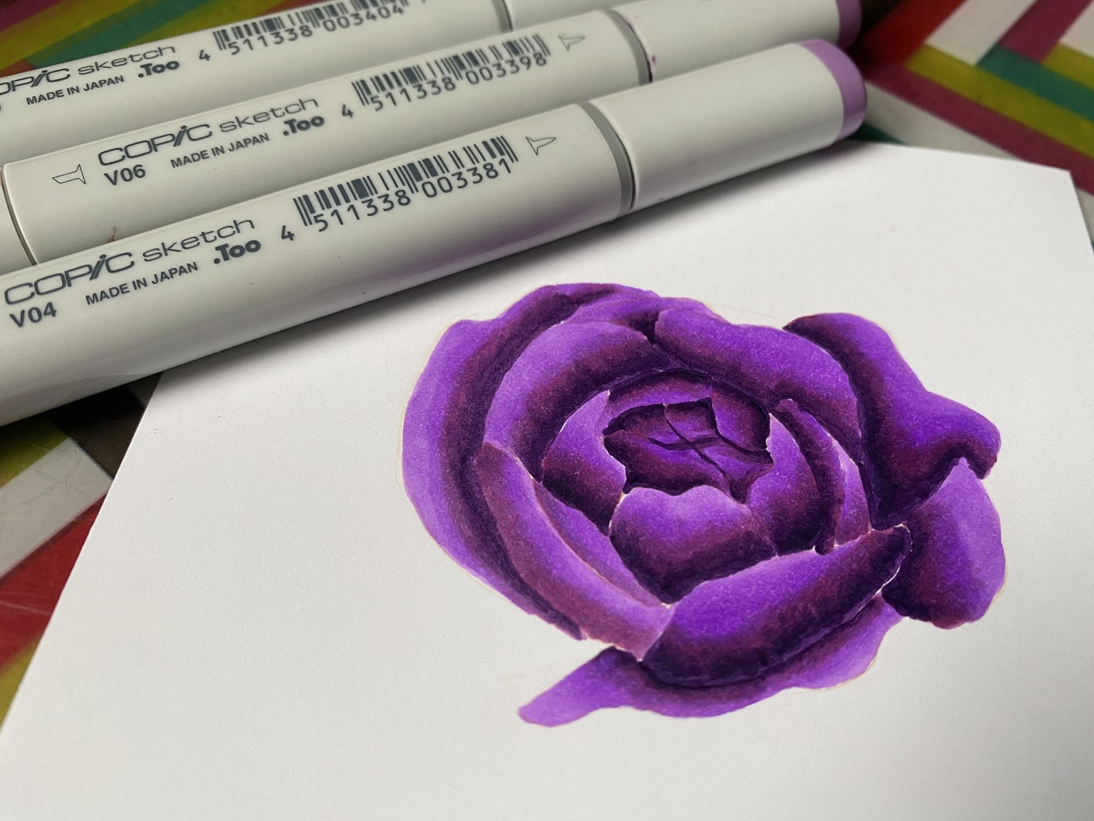 Purple rose with Copic markers - image 1 - student project