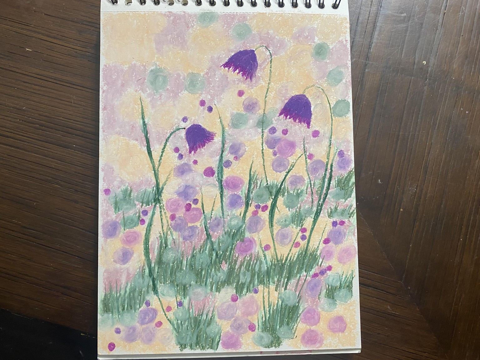 Oil pastel flowers with bokeh background - image 1 - student project