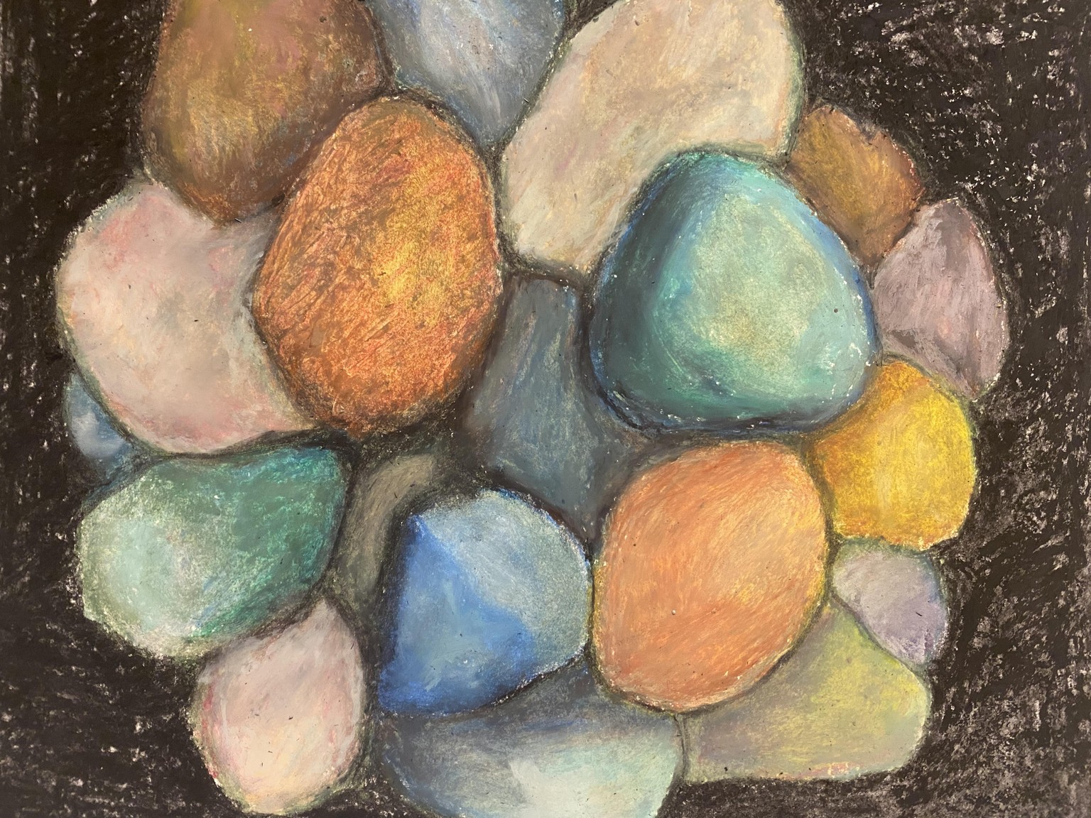 Oil pastel stones - image 1 - student project