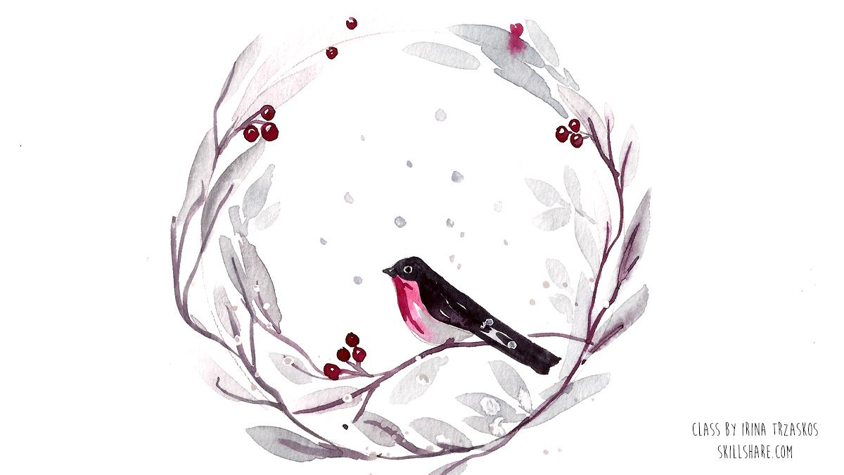 Watercolor Winter Wreaths {Sample Project} - image 3 - student project