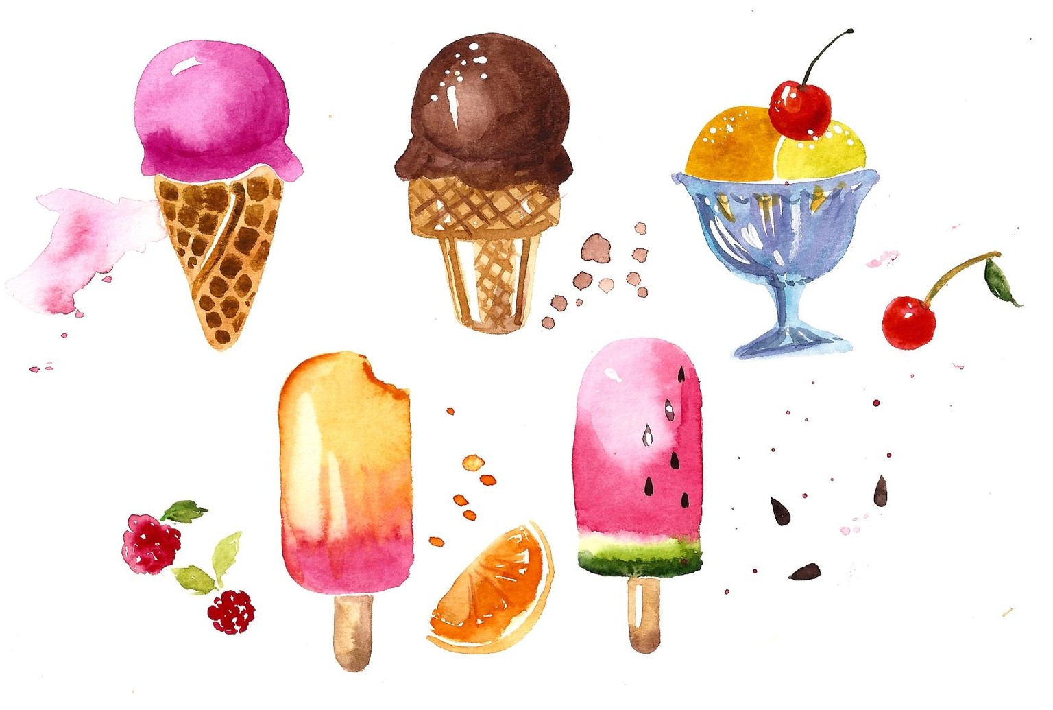 Colorful Watercolor Ice Cream - image 1 - student project