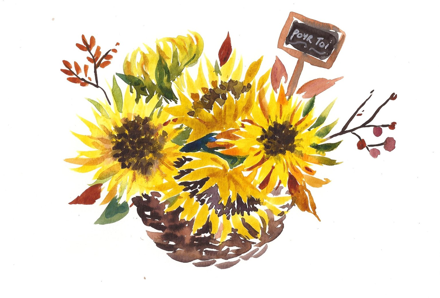 Watercolor Sunflowers Sample Project - image 3 - student project