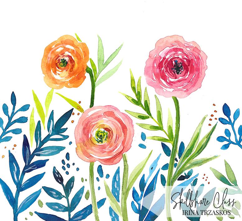 Watercolor Ranunculus {Sample project} - image 2 - student project