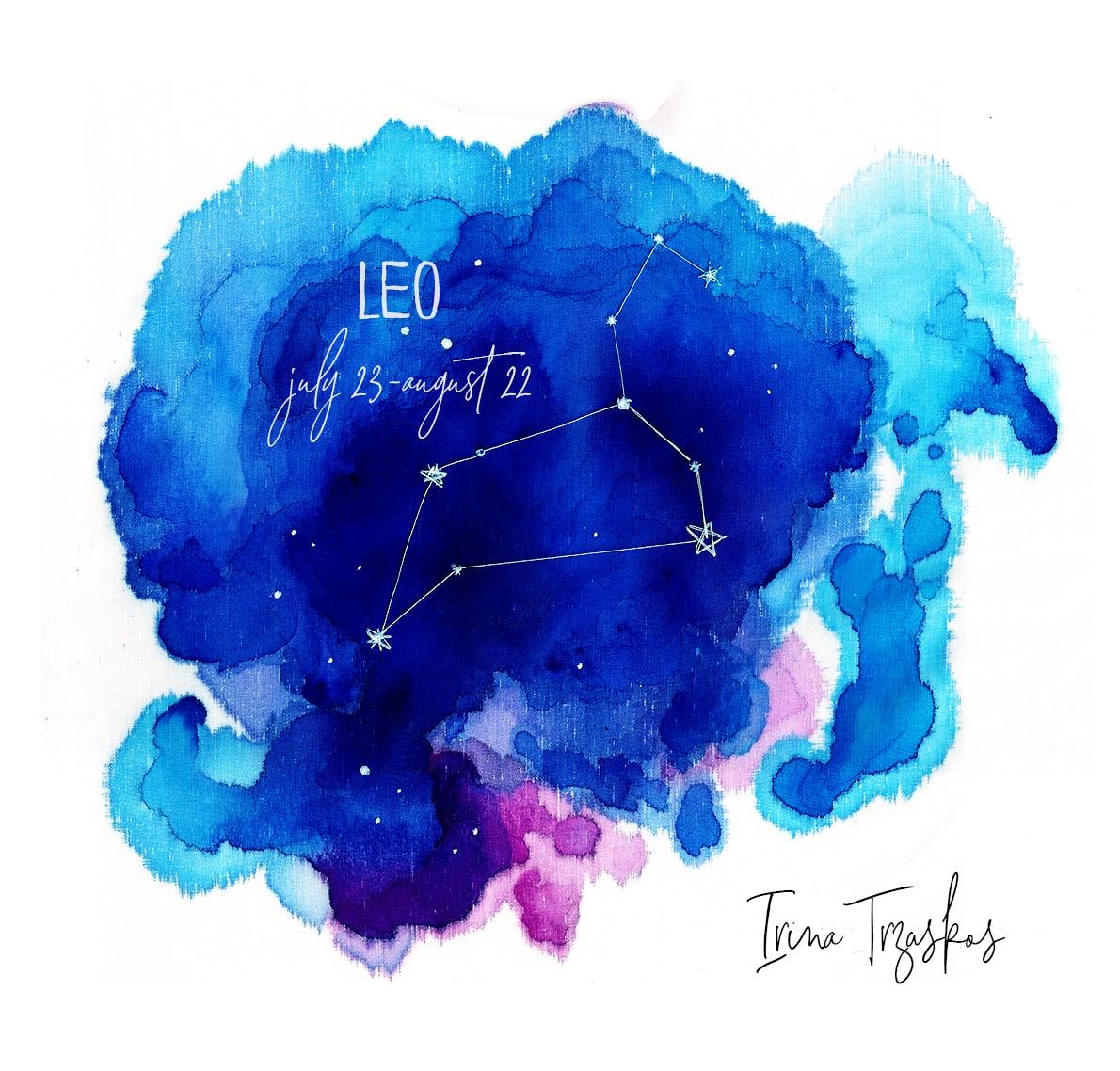 Watercolor on fabric Leo constellation embroidery - image 1 - student project