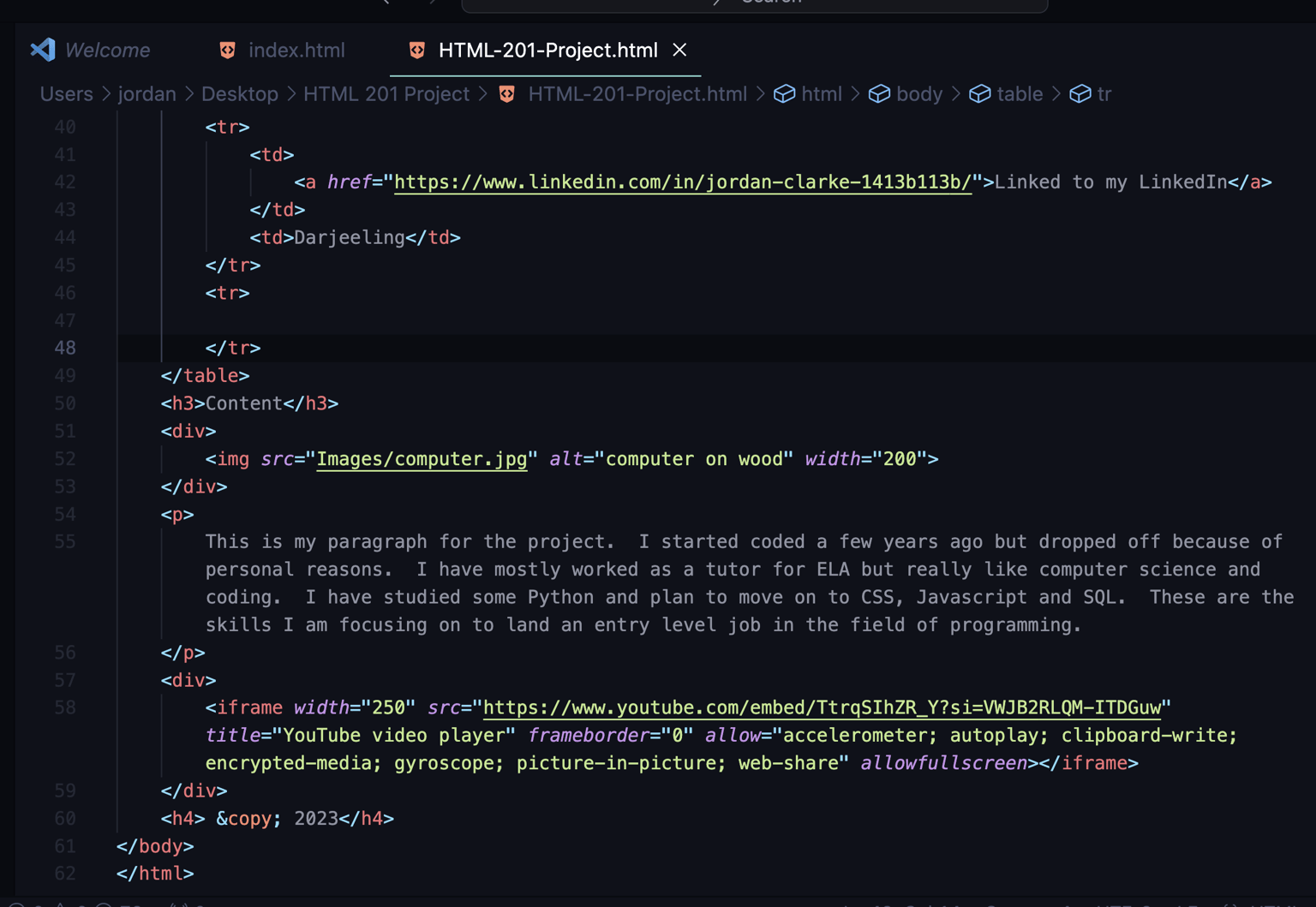 Final project HTML 201 - image 1 - student project