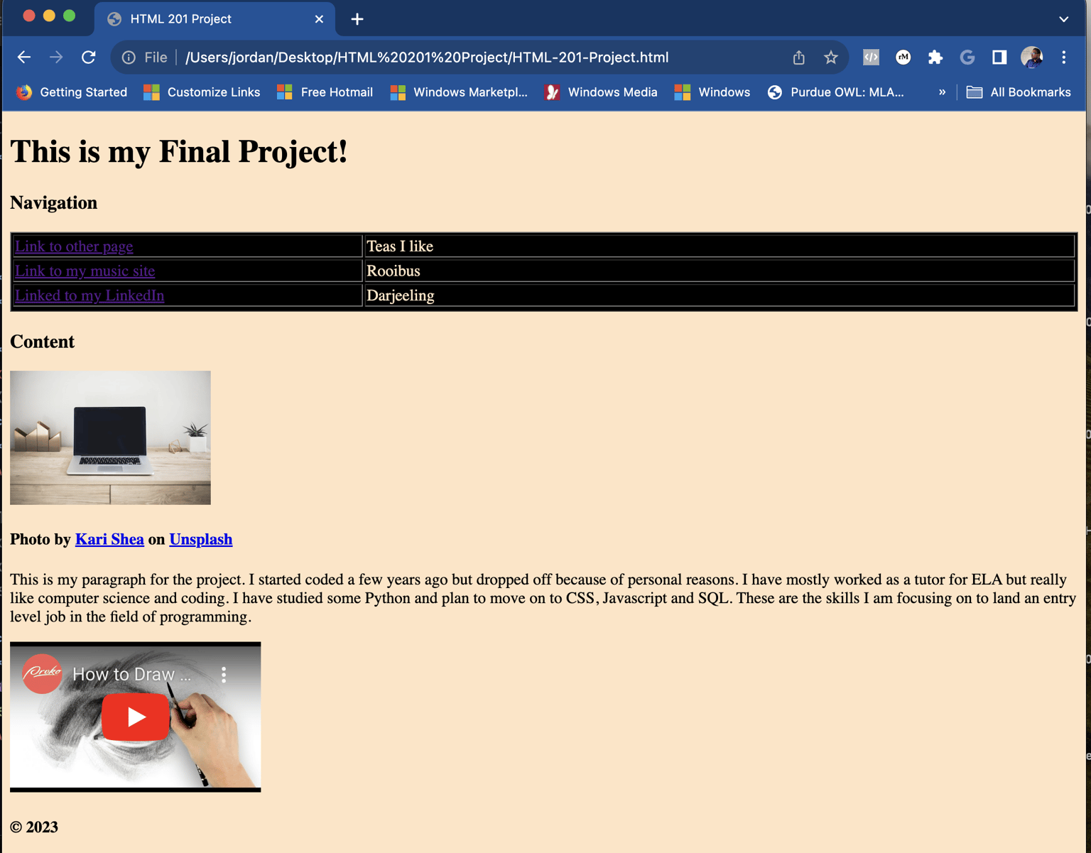 Final project HTML 201 - image 3 - student project