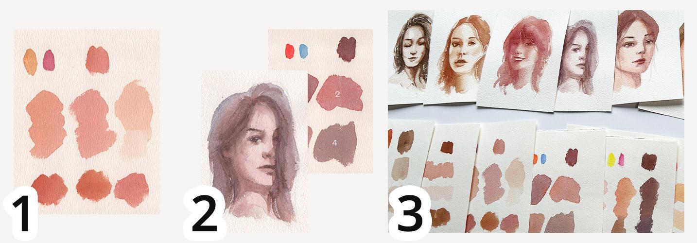 Loose Watercolor Portraits - Limited Palette - image 1 - student project