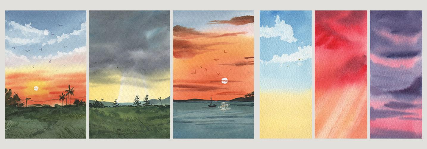Watercolor Sunsets | Blending and Color Mixing - image 1 - student project