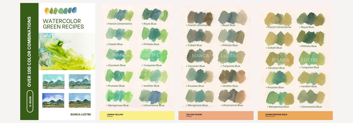 Mixing different shades of watercolor greens - image 1 - student project