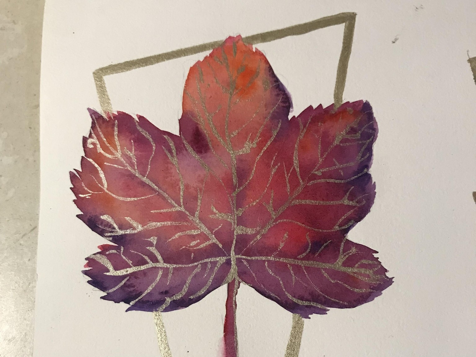 Watercolour Leaf with Gold - image 3 - student project