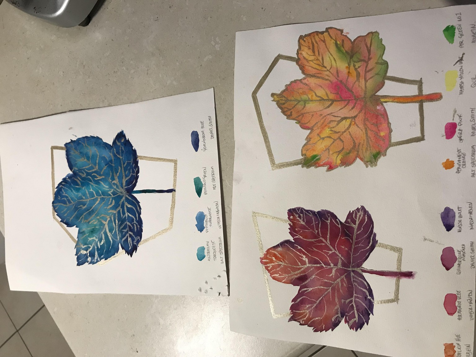 Watercolour Leaf with Gold - image 1 - student project