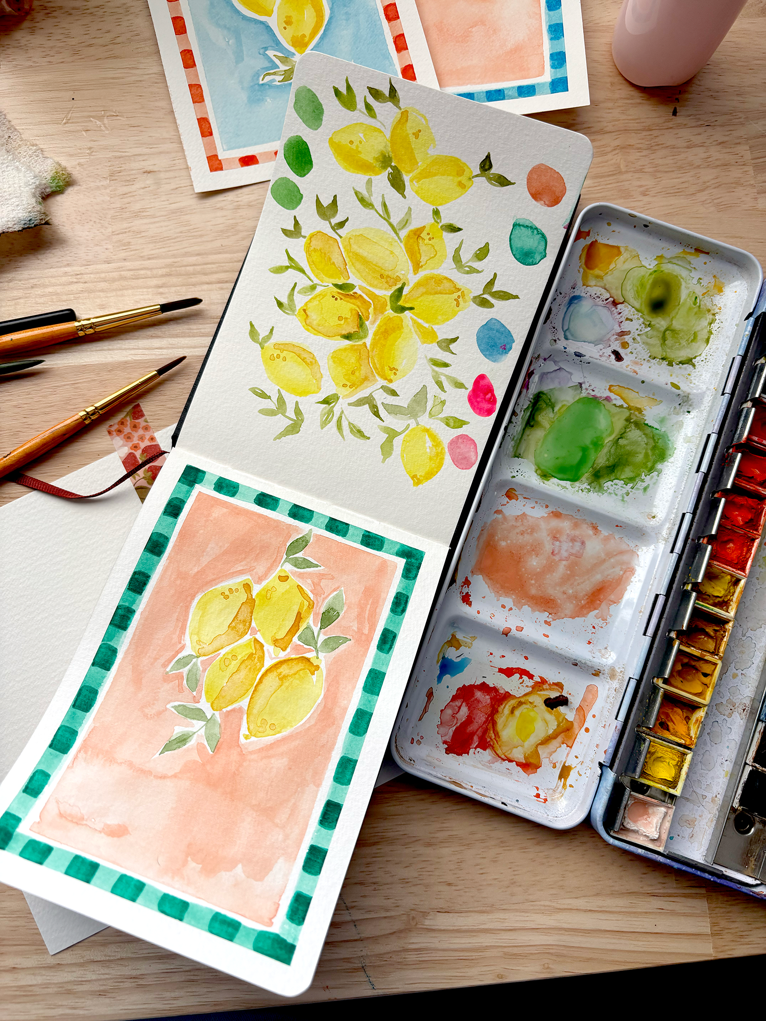 Watercolor Lemon Postcards - image 1 - student project