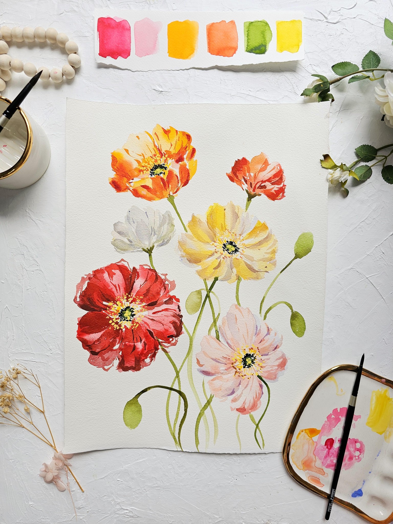 Watercolor Icelandic Poppies - image 2 - student project