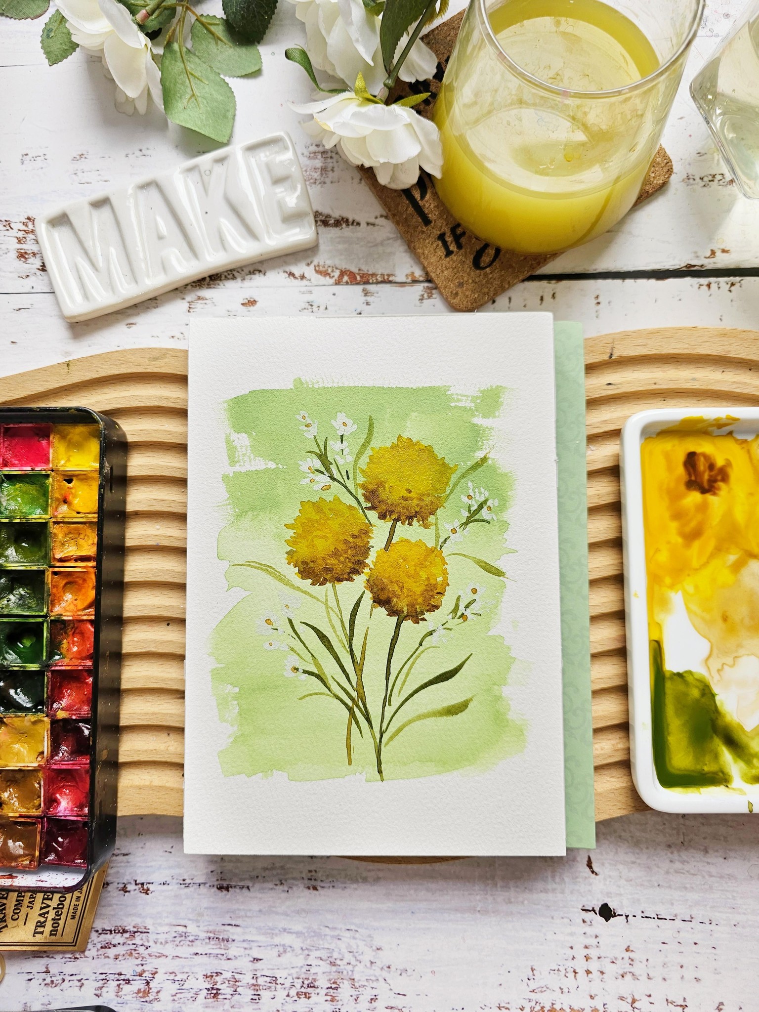 Mini Watercolor Flowers on Pastel Background - image 3 - student project