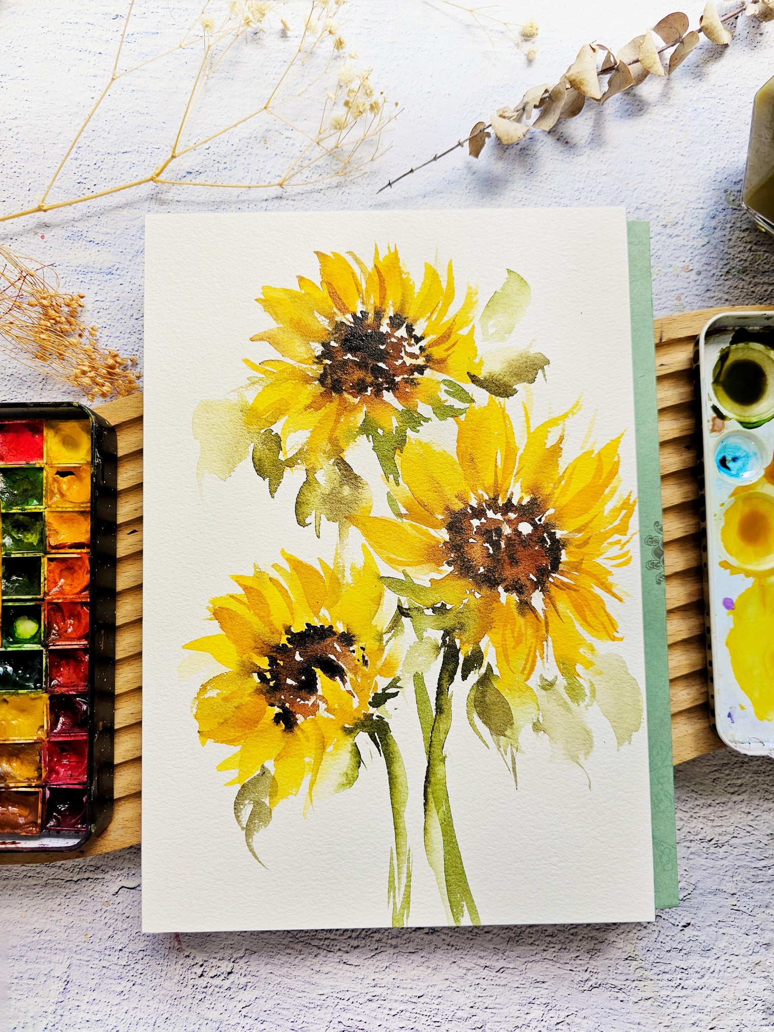 Watercolor Sunflowers - image 3 - student project