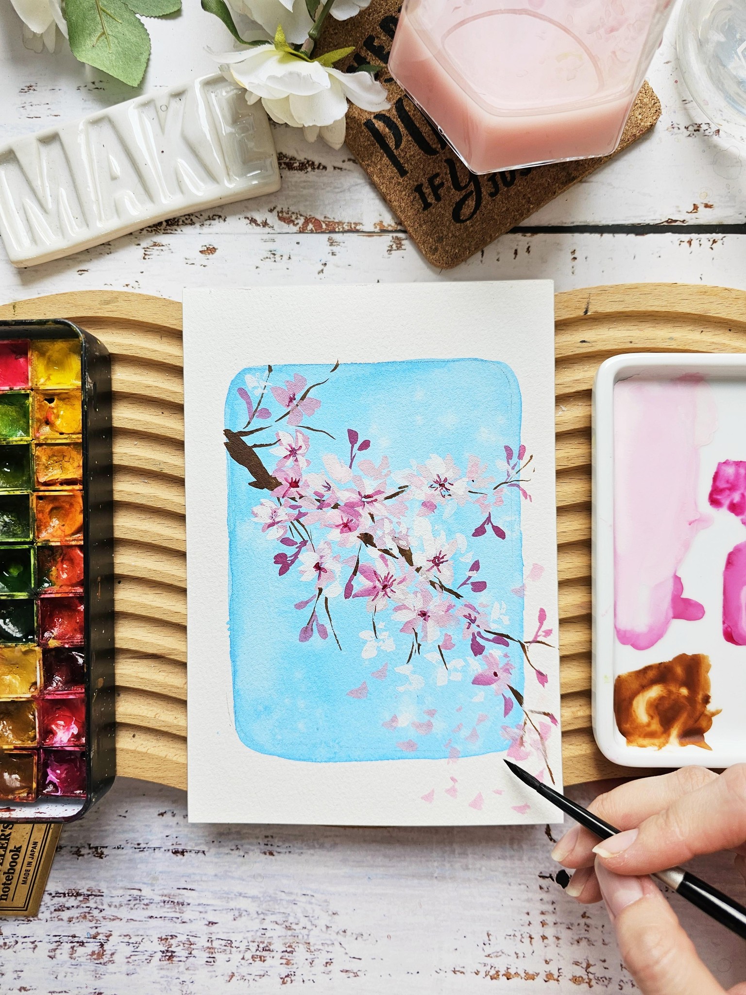 Mini Watercolor Flowers on Pastel Background - image 4 - student project