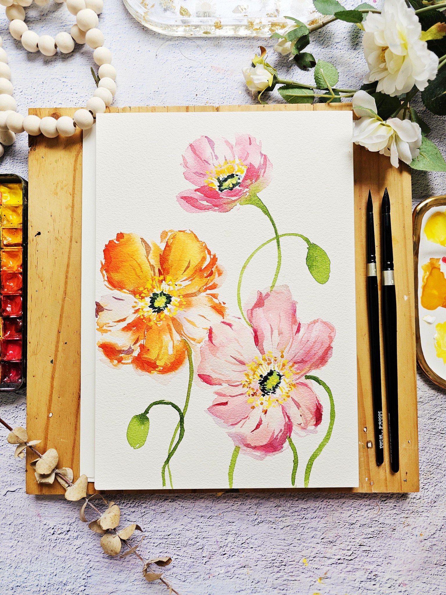 Watercolor Icelandic Poppies - image 1 - student project