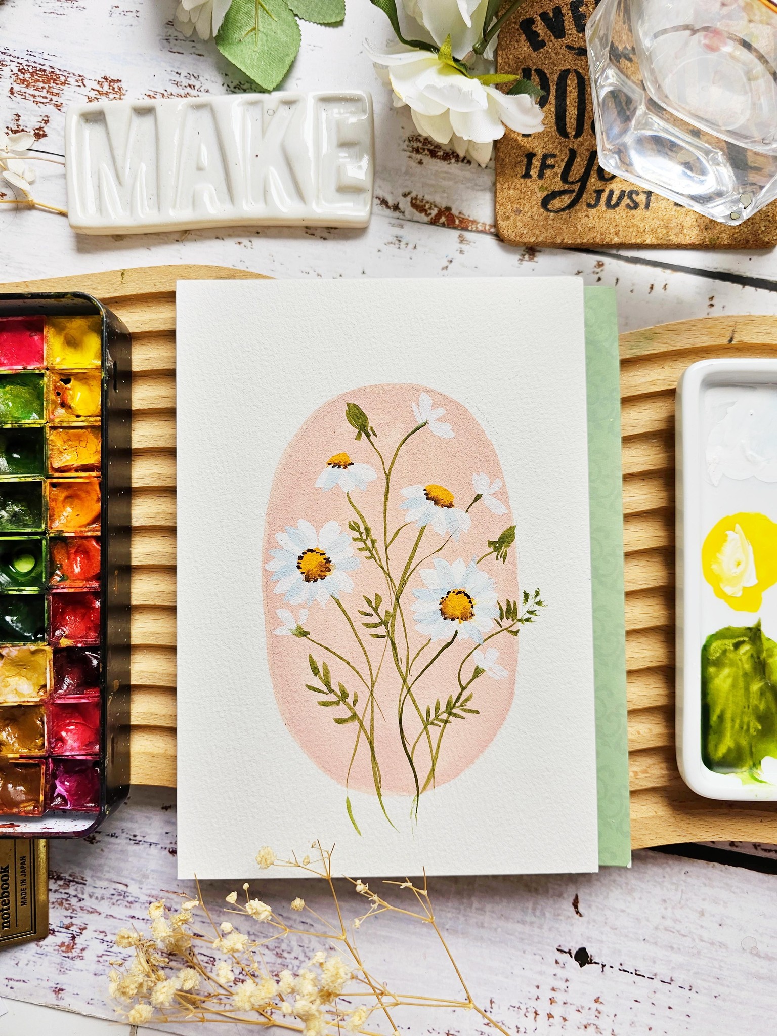 Mini Watercolor Flowers on Pastel Background - image 6 - student project