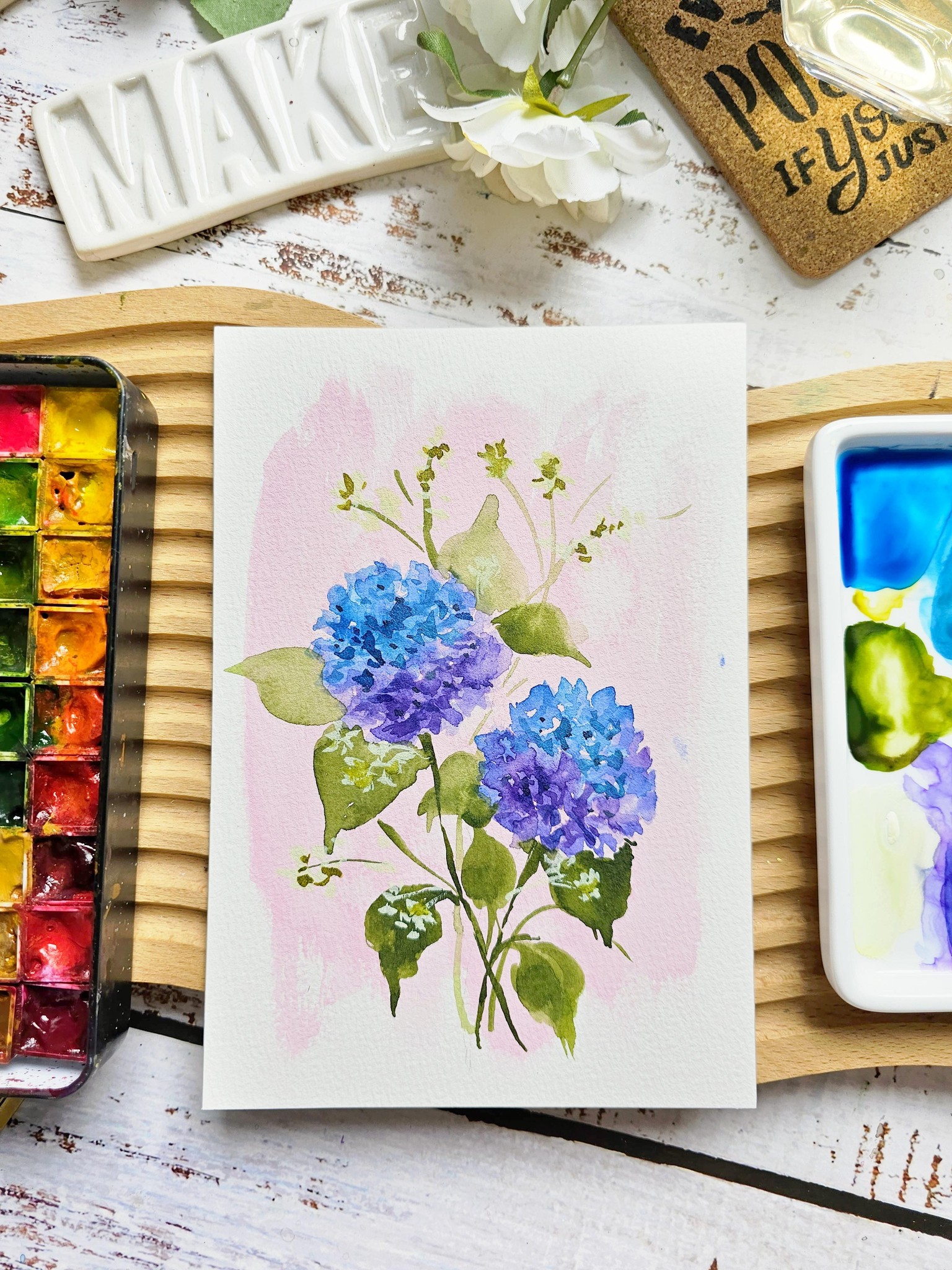 Mini Watercolor Flowers on Pastel Background - image 2 - student project