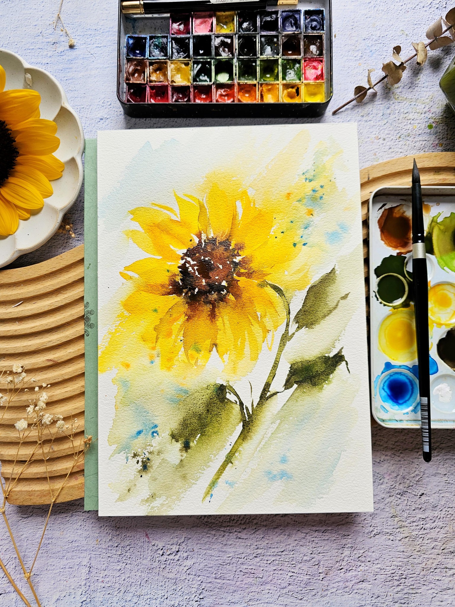Watercolor Sunflowers - image 1 - student project