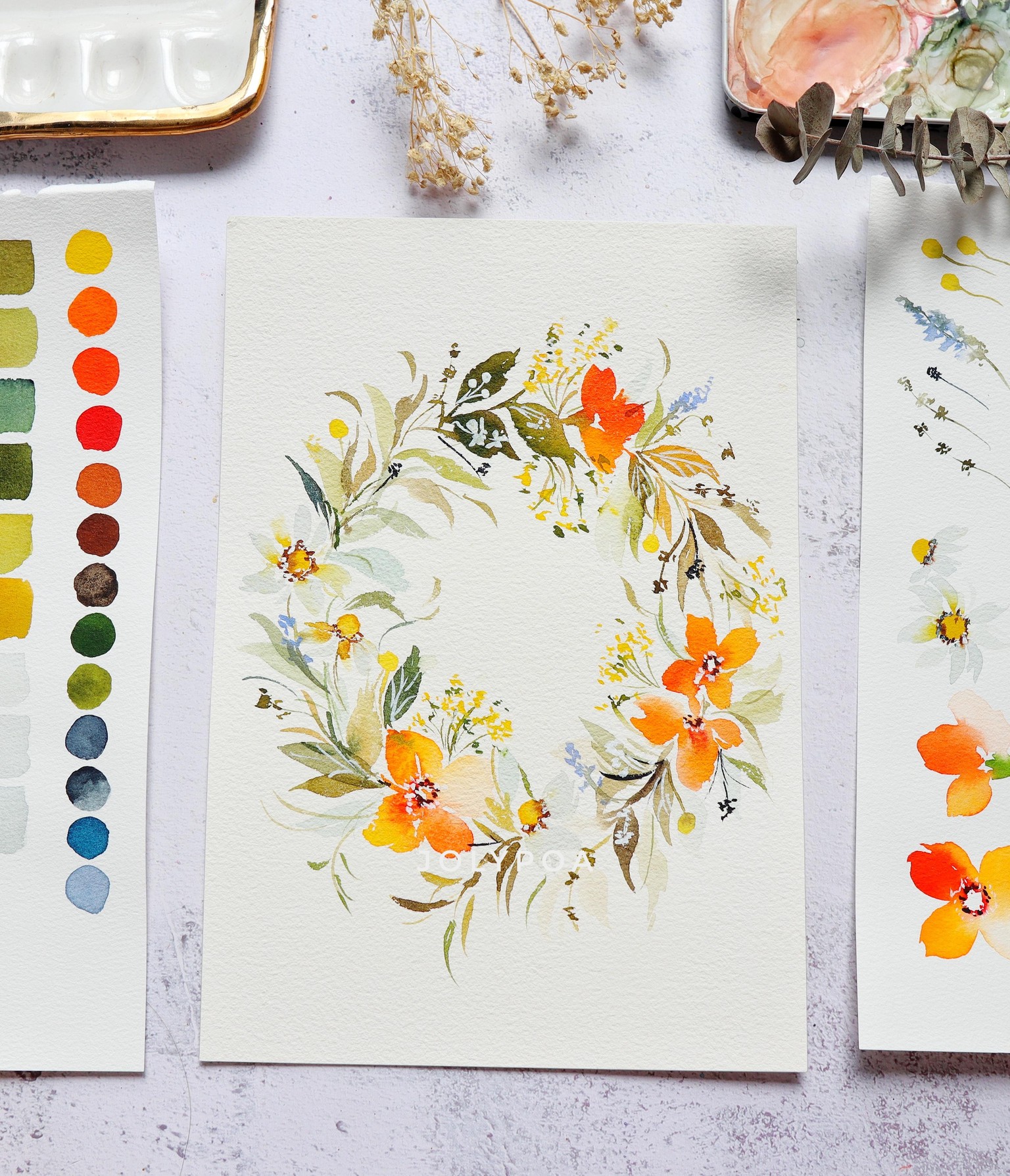Dainty Watercolor Wreath - image 1 - student project