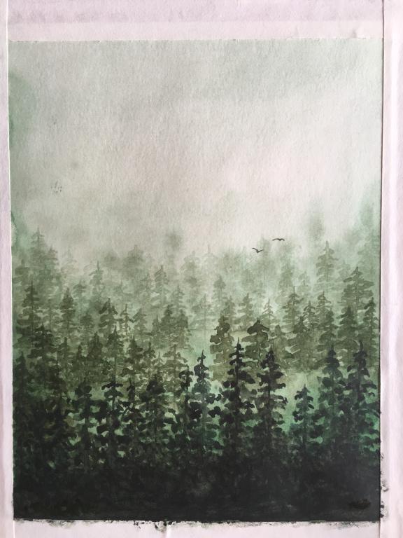 Watercolor Monochrome Forest - image 1 - student project