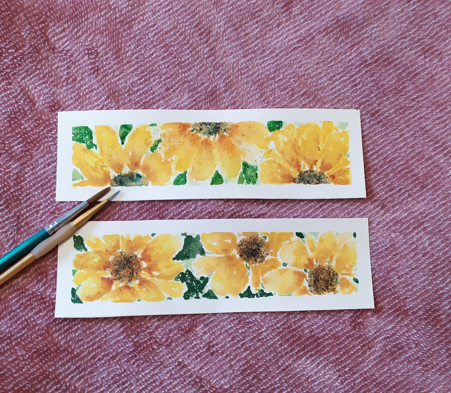 Sunflower bookmark, salt, watercolor pencil - image 1 - student project