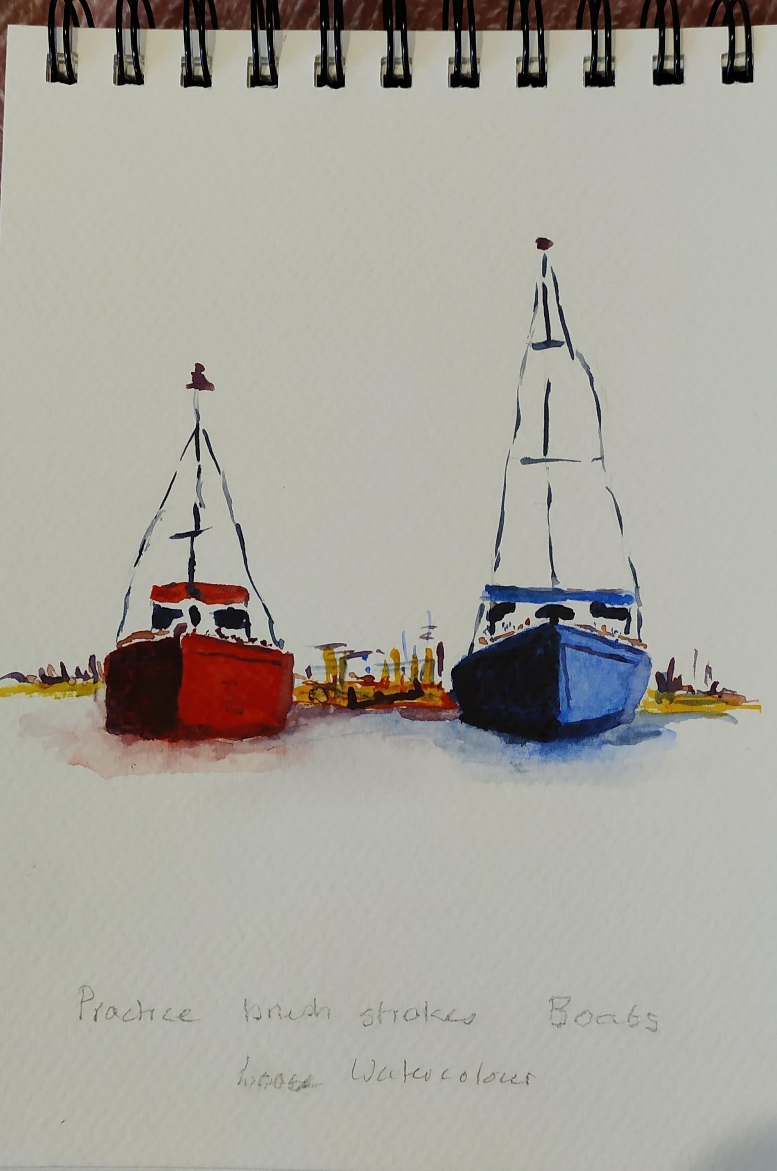 Brush strokes. Loose watercolour boats. - image 1 - student project
