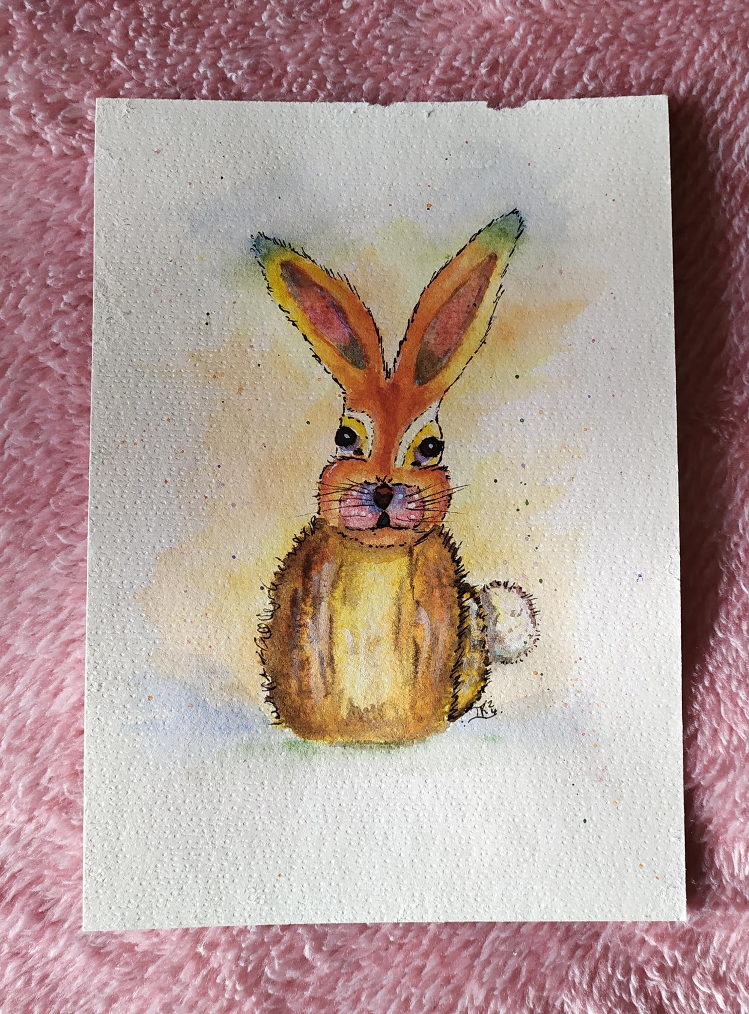 Bunny Rabbit watercolour and ink - image 1 - student project