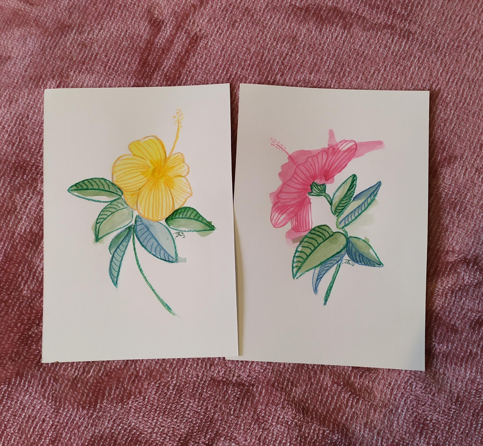 Relaxing watercolor flowers hatching - image 1 - student project