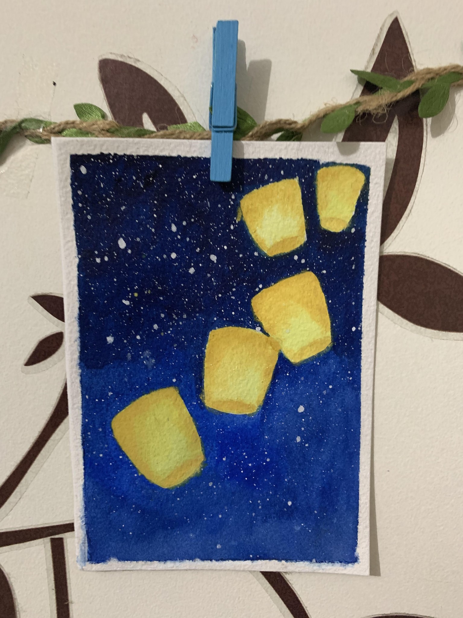 Niranjana's Water colour Night sky and Glowing lights project - image 3 - student project