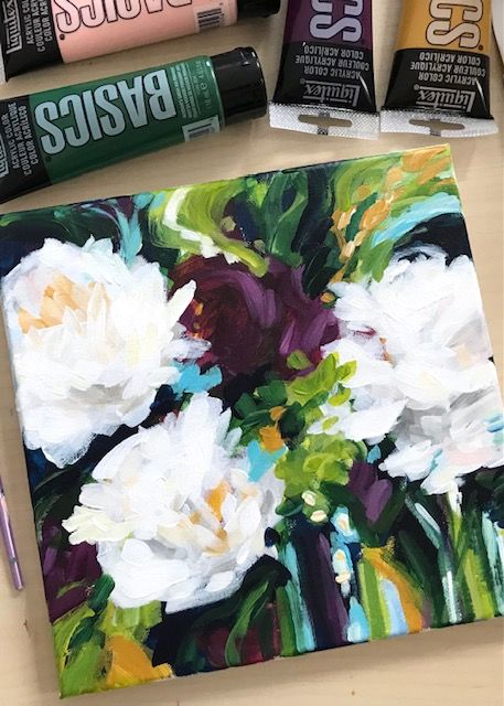 Loose White Flowers with Acrylic Paint on Canvas - image 1 - student project