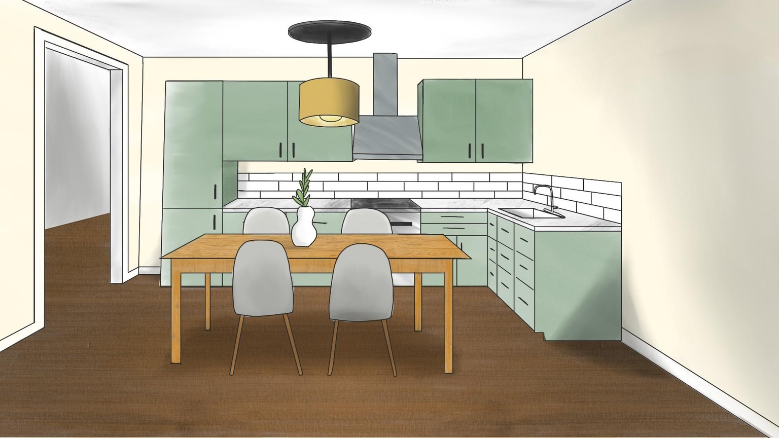 One Point Perspective Interior Sketch - image 6 - student project