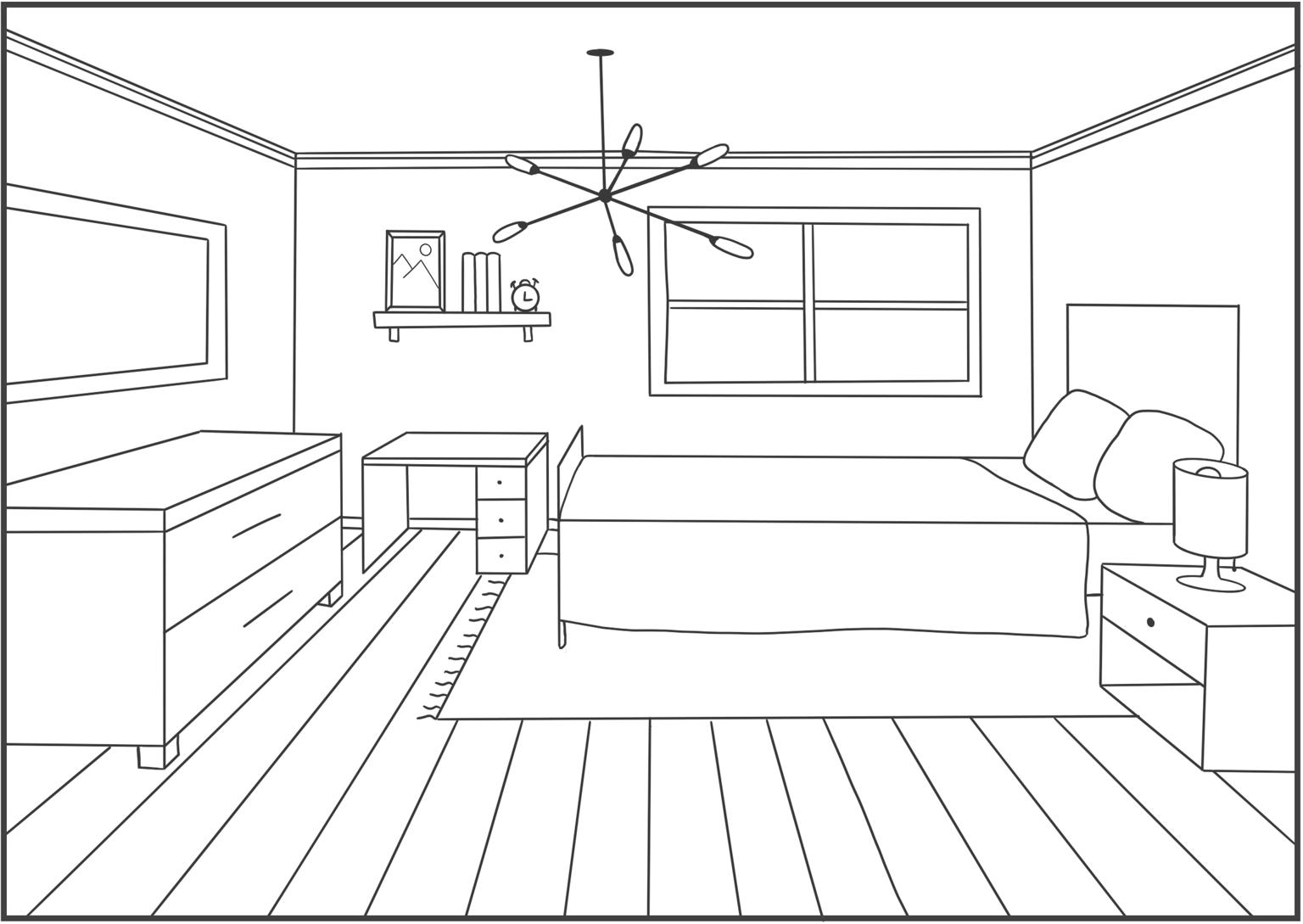 One Point Perspective Interior Sketch - image 2 - student project